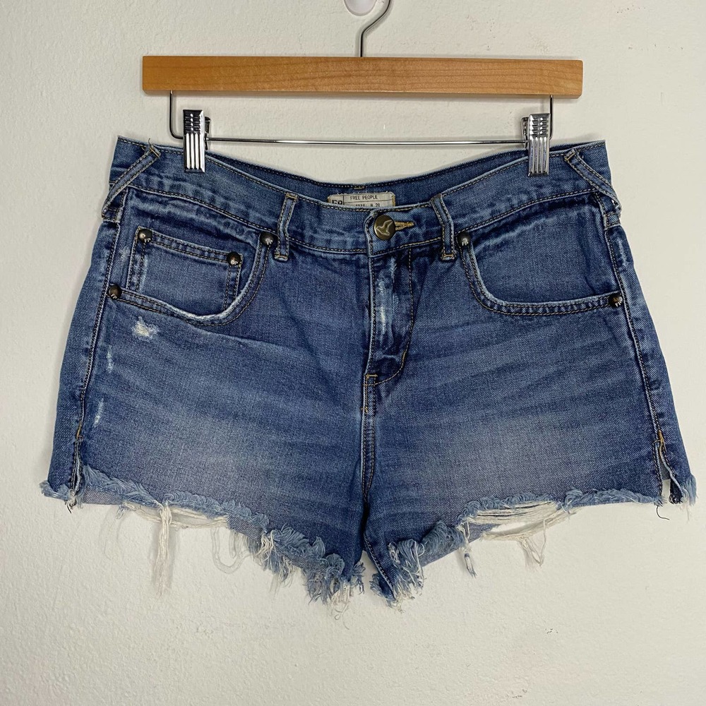 Free People Blue Jean Denim Cutoff Shorts 28 - Picture 1 of 3
